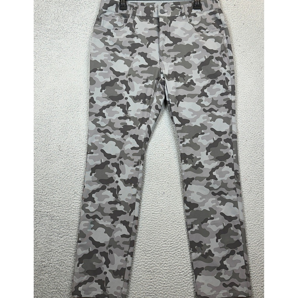 GFORE Golf Pants Mens 35X32 Grey Camo Performance Chino 5-Pocket Straight Leg